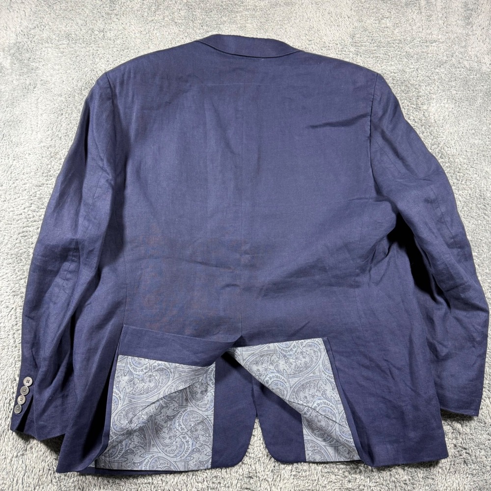 Ralph Lauren Blazer Jacket Mens 46R Navy Blue 100% Linen Paisley Lining Sport - Picture 5 of 9